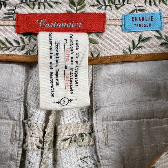 Anthropologie Cartonnier Charlie Trouser Pants Cropped Fern Print Size 2 - Picture 6 of 10
